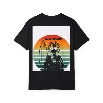 Retro Surf Vibe Unisex Garment-Dyed T-Shirt - INKNDRIP Design